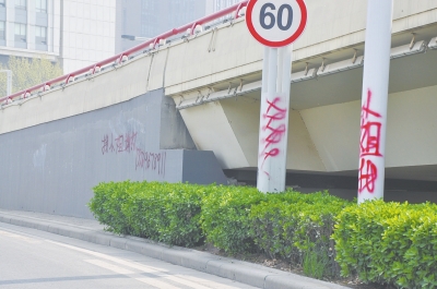 電線桿、立交橋等被噴涂，嚴(yán)重影響了市容。