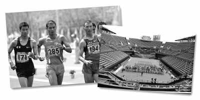 左圖:5月10日,遼寧隊選手耿志耀(左一)在十二運男子50公里競走比賽中。 　　新華社記者 李 鋼攝 　　右圖:6月10日,十二運網球團體賽在大連正式開拍,部分比賽遭遇了“零觀眾”的尷尬場面。 　　人民視覺