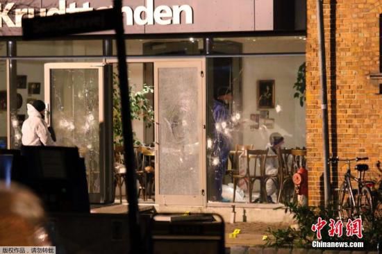 圖為丹麥咖啡館槍擊案現(xiàn)場。