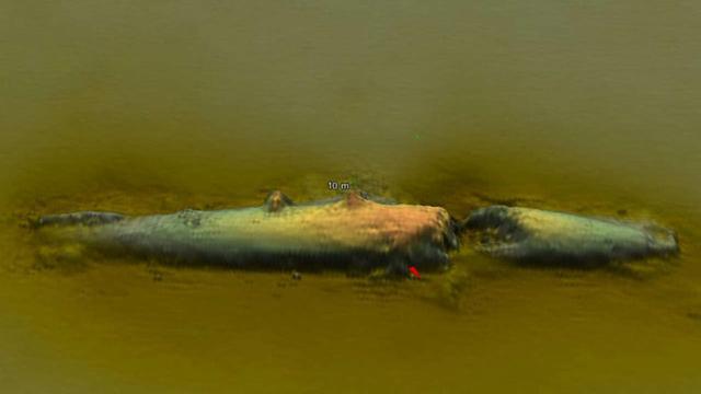 圖為U-78潛艇的聲納掃描圖。