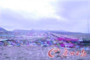 沿途遍地可見(jiàn)的五彩經(jīng)幡。