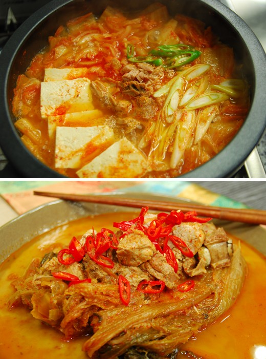 　　上圖為金槍魚泡菜湯,下圖為泡菜雜燴湯。