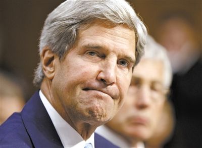 3日，克里在參院聽證會上。