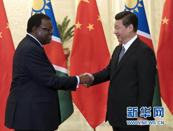 4月8日，國(guó)家主席習(xí)近平在北京人民大會(huì)堂會(huì)見納米比亞總理根哥布。新華社記者 龐興雷 攝