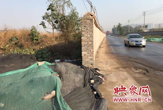 一墻之隔，一邊是道路，一邊是垃圾和荒草，市民質(zhì)疑其為遮羞墻。