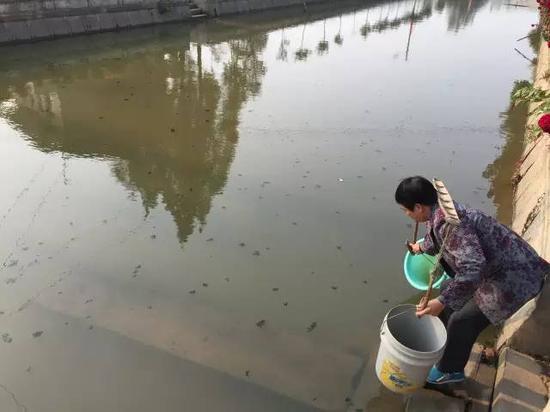 洞庭湖缺水，2015年11月，湖南省南縣石壩村肖喜福老人家中面臨的水質(zhì)型缺水難題。地下水不能喝，只能到被污染的河溝里挑水喝。新華社記者周楠攝