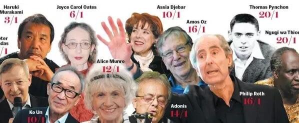 在 一篇名為“誰能贏得諾貝爾文學(xué)獎(jiǎng)”的文章中，作者寫到，全球最大博彩公司之一的Ladbrokes(立博)員工，他們工作并非讀書、分析作者或是揣摩評(píng)委的心思，而是將行業(yè)評(píng)價(jià)、作家國籍、歷屆獲獎(jiǎng)?wù)咝畔⒌冗M(jìn)行綜合評(píng)估，然后預(yù)測(cè)哪些人可能獲獎(jiǎng)。