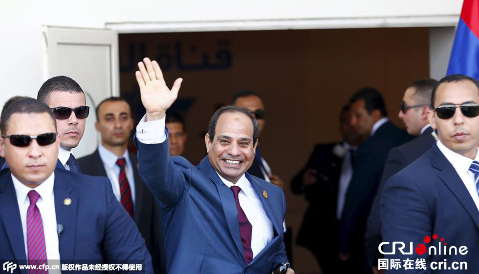 埃及為新蘇伊士運(yùn)河的開通舉行盛大的慶祝儀式，埃及總統(tǒng)塞西出席。