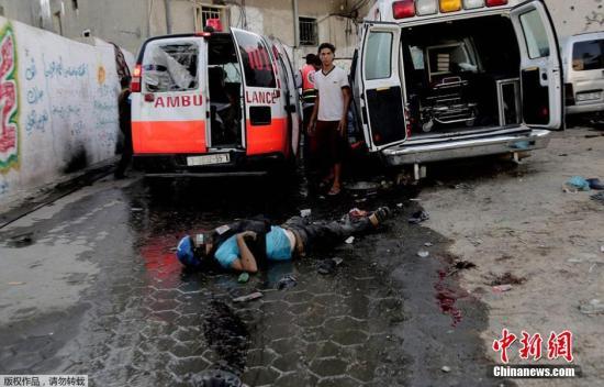 資料圖：加沙，以色列戰(zhàn)機(jī)轟炸一處市場(chǎng)，造成至少17名巴勒斯坦人死亡，200多人受傷。