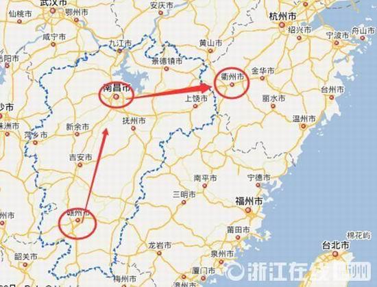 贛州到南昌高速公路400公里左右，南昌到浙江江山高速公路400多公里