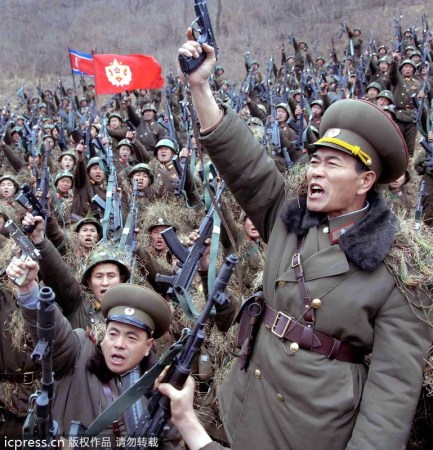 　朝鮮人民軍士兵戰(zhàn)意高昂。